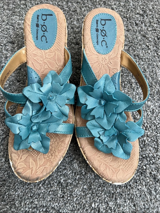 b.o.c. Shoes - b.o.c. Teal Floral Slip-On Sandals for Women